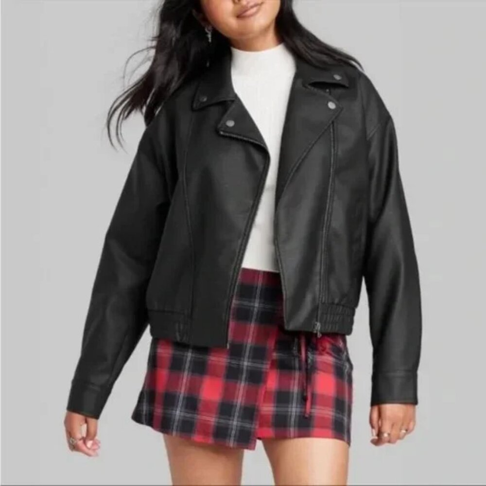 NWT - Wild Fable Faux Vegan Leather Moto Jacket - Size L